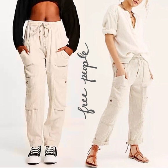 FREE PEOPLE Feelin Good Utility Pant Natural - Picture 2 of 11